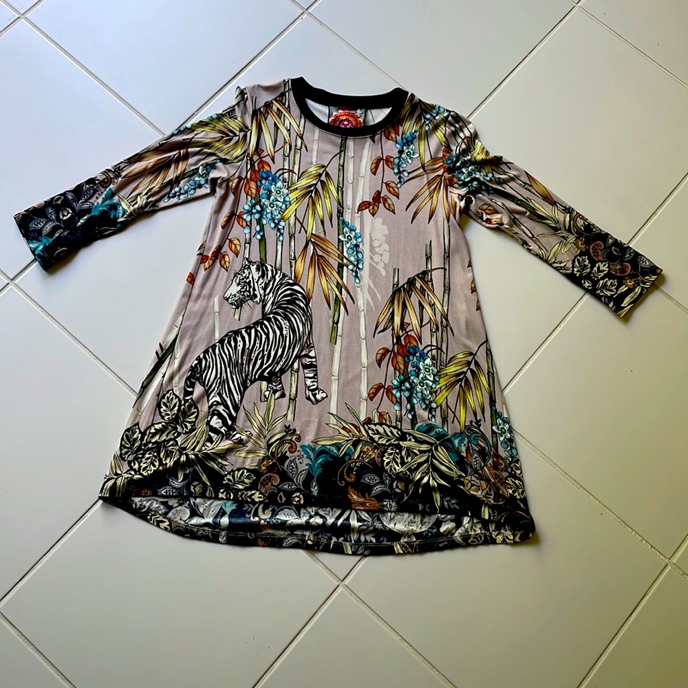Johnny Was tropical animal print tunic